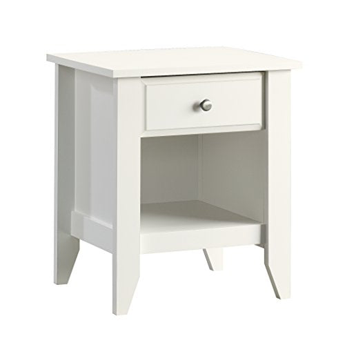 Sauder Shoal Creek Nightstand - Soft White Bedside Table with Drawer & Shelf