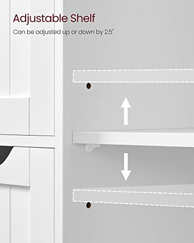 VASAGLE Bathroom Floor Storage Cabinet with 3 Drawers - White, 23.6W x 11.8D x 31.5H, Includes 1 Door