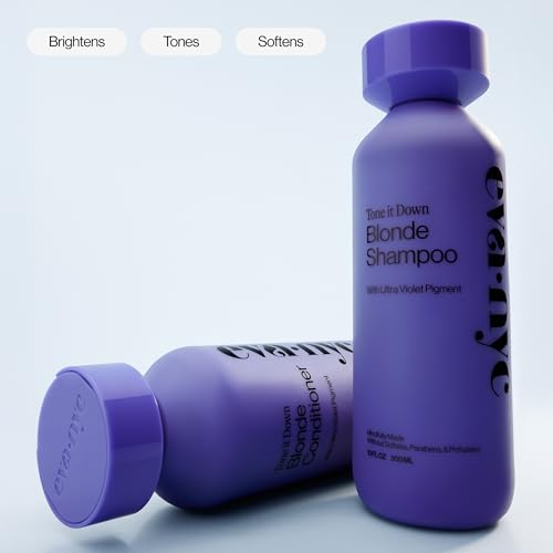 Eva NYC Purple Shampoo for Toning Blonde Hair - Gentle Formula for Blonde, Gray + Lightened Hair - Adds Shine + Softens - Anti-Brass Formula for Salon Fresh Results - Ginger Rose Scent - 10 fl oz