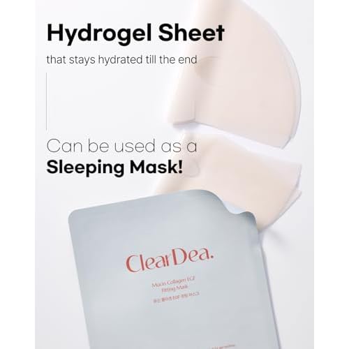 Mucin Collagen Peptide Hydrogel Mask (Plant Mucin & 7-Collagen Complex) ? Hydrating & Firming Facial Sheet, 5 Pack ? Korean Skincare Glow Essentials