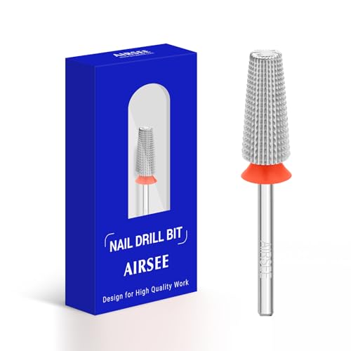AIRSEE 5-in-1 Tungsten Carbide Nail Drill Bit - Fine, XF, 2XF, Silver, Left/Right Hand