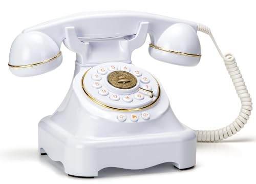 RetroVox Vintage Wedding Guest Book Phone with Sign Holder E - White & Signage