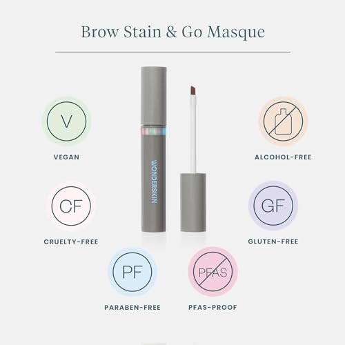Wonderskin Wonder Blading Brow Stain & Go Masque with Brow Styler Gel, Long Lasting Eyebrow Tint and Clear Gel, Volumizing and Smudge Proof (Brunette)