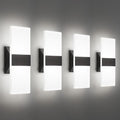 Black 4 Pack Modern Dimmable LED Wall Sconces Set of 4 - Adjustable Color Temp 2700K-5000K, Damp Rated, Hardwired Indoor Lighting