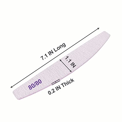 Nail Files 80/80 Grit (100 Pack), Emery Boards for Acrylic Nails and Gel Nails, Coarse Nail File 80 Grits Double Sided Emory Board Professional Nail Filers Reusable Washable Manicure Curved Gray Bulk