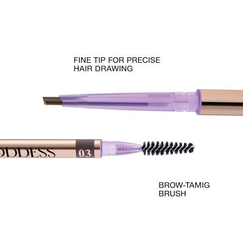 Two-Sided Eyebrow Pencil ? Triangle Thin Tip for Precise Application + Spiral Comb-Brush ? Long-Lasting & Pigmented ? 0.1 g. Brow Goddess (Billkis)
