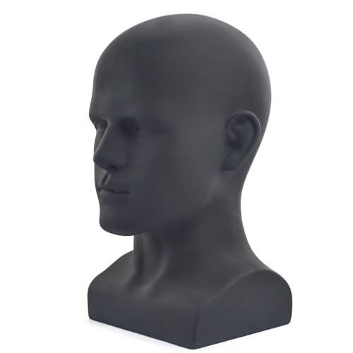 PVC Male Mannequin Head for Display and Training - Black, Variation L90yh