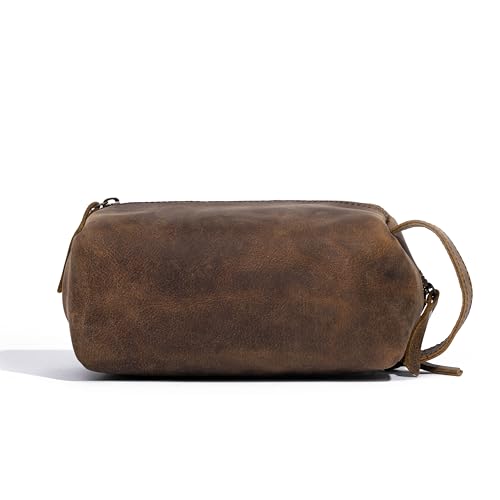 KomalC Travel Toiletry Bag ? Premium Leather Dopp Kit for Men & Women with Water-Resistant Lining & Spacious Zippered Organizer