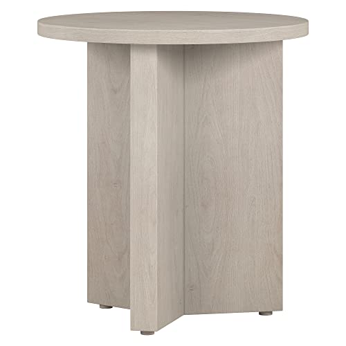 20-Inch Beech White Round Side Table - Scandinavian Nightstand or End Table