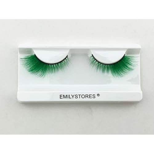 Halloween False Eyelashes Neon Green Black-Red Yellow Dramatic Costume Lashes 1 Pair for Halloween Costume Makeup (Green)