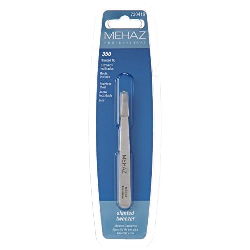 Mehaz Professional Slanted Tweezer MS350 Durable Stainless Steel With Slanted Tips For Precision Gripping In Eyebrow Shaping And Unwanted Body Hair Removal - 3.8 inches