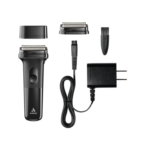 Andis 17480 Inform Lithium-Ion Electric Foil Shaver with Sensitive Skin Foil Head, Rechargeable, 10,000 SPM, Includes Blade Brush, Black