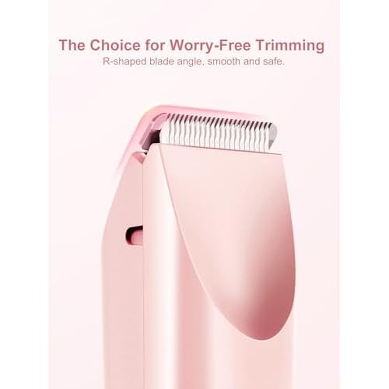 2 in 1 Bikini Trimmer for Women Dual Head Shaver Electric Razors Lady Pubic Hair, Ipx7 Waterproof Bikini Underarm Arm Leg Face Body Pink