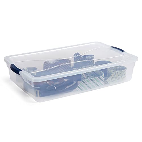 42 Qt Stackable Plastic Storage Bins with Latching Lids - 4 Pack