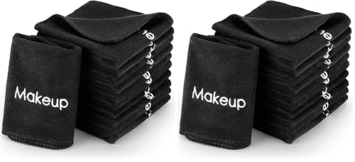 48 Pcs Black Microfiber Makeup Remover Towels - 12x12 Inch Reusable Face Cloths, Pack of 2