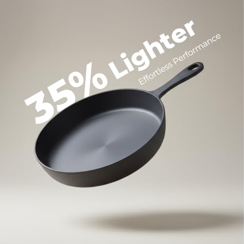 10-Inch Cast Iron Skillet - Pre-Seasoned Non-Stick Frying Pan for Stove, Oven, Grill, Camping