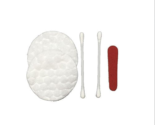 Cotton Rounds Travel Set 100 Pack - Individually Wrapped Cotton Swabs & Nail Files
