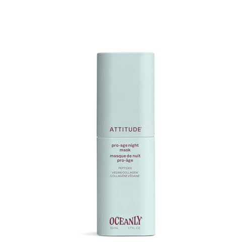 ATTITUDE Overnight Face Mask Anti Aging, With Hyaluronic Acid, Peptides & Collagen, Hydrating for Wrinkles & Fine Lines, Fragrance Free, Dermatologically Tested, EWG Verified, Vegan, 1.7 Fl Oz