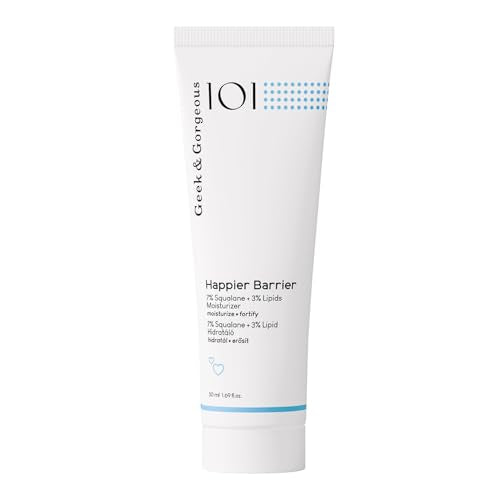 Geek & Gorgeous ? Happier Barrier ? Lightweight Moisturizer with Squalane, Ceramides & Green Tea Extract ? Supports Soft, Hydrated Skin & Barrier Care ? For Normal, Dry & Combination Skin ? 1.69 oz
