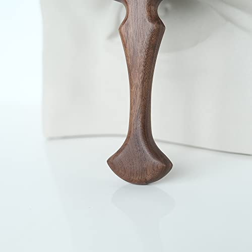 Round Walnut Hand Mirror - 5.5 Inch Diameter, Handheld Travel Vanity Mirror for Men & Women