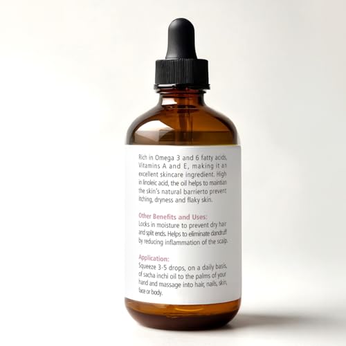 Organic Sacha Inchi Seed Oil - 100% Pure Cold Pressed Face, Body & Hair Moisturizer - 4 fl oz