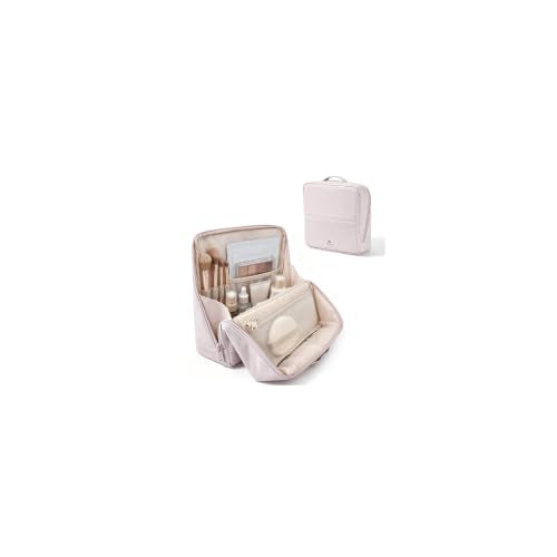 Standing Makeup Bag for Women Large Travel Cosmetic Organizer - Light Pink