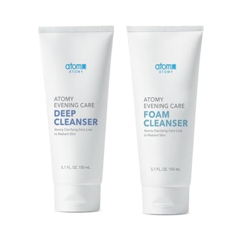A.t.o.m.y Evening Care Foam Cleanser 5.1 oz (150g) +Deep Cleanser 5.1oz(150g) Facial Foam, Face Wash/Korean Skin Care Rutine
