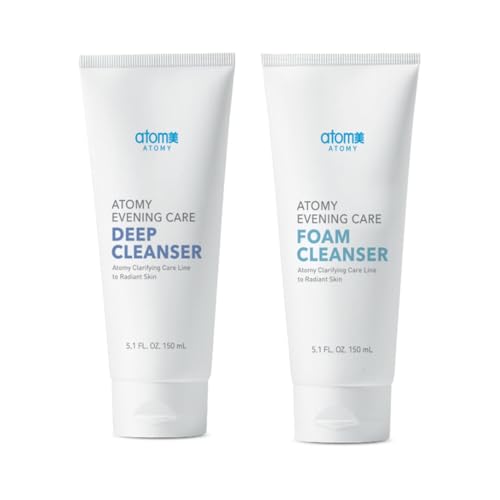 A.t.o.m.y Evening Care Foam Cleanser 5.1 oz (150g) +Deep Cleanser 5.1oz(150g) Facial Foam, Face Wash/Korean Skin Care Rutine