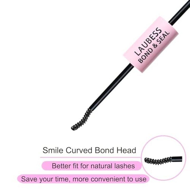 Lash Bond and Seal Waterproof 2Pcs LAUBESS Lash Glue for Eyelash Clusters 2 in 1 Lash Cluster Glue Adhesive Eyelash Glue Home Use Strong Hold 72H 10ml*2