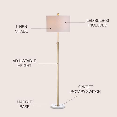 June 65" Adjustable Metal Marble Floor Lamp - Brass Gold & White Variation