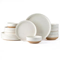 Light Beige Dinnerware Set for 6 - 18 Pieces Ceramic Plates & Bowls