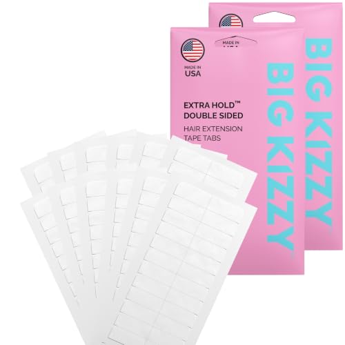 Big Kizzy Double Sided Hair Extension Tape - Extra Hold, 144 Tabs (Replacement for Tape Ins)
