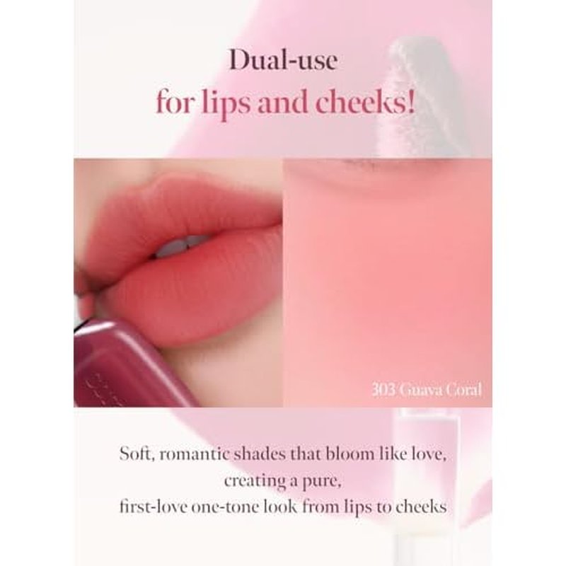 Bare Velvet Tint #303 Guava Coral 3g, Soft Matte Lip Tint, Creamy Tinted Lip Stain, Velvet Burring Tint, Long Lasting High Pigment, Weightless, 24H Hydration, Lip Makeup, Korean Beauty