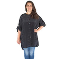 X-Large Black Hair Stylist Smock with Pockets & Roll-Up Sleeves - Salon Uniform