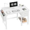 Lufeiya White Small 39.4-Inch Computer Desk with Drawers for Home Office