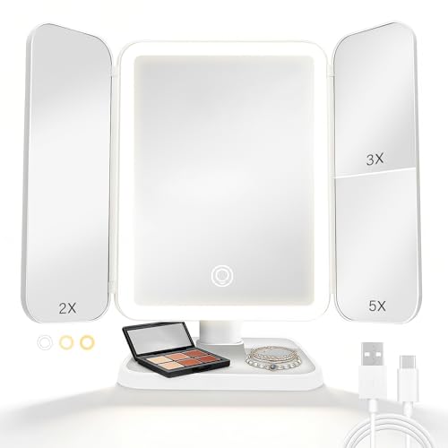 Impressions Vanity Hello Kitty Pretty Petals LED Compact Mirror with Artwork, Travel Makeup Mirror with 3X Magnified Top Mirror, Soft Touch Sensor Button, and Adjustable Brightness Makeup Mirror