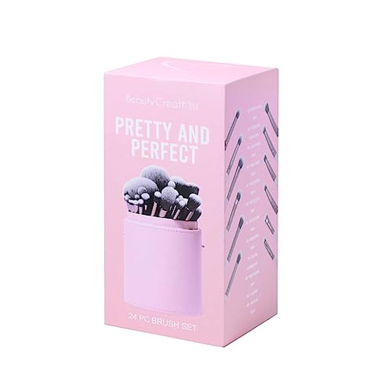 24 Piece Brush Set with Matching Travel Case Container (Pretty and Perfect)