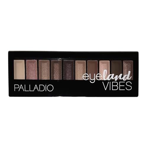 Palladio Eyeland Vibes, Escape to the Tropics, 10 Count Eyeshadow Palette, 5 Curated Palettes, Seductive Nudes to Vibrant Hues, Complimentary Shades, Day and Night Looks, Rich Pigment, Horizon