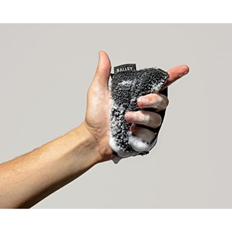 Ballsy Handy Shower Tool - Sponge for Generating Extra Suds, with Gently Exfoliating Design (Pack of 2)