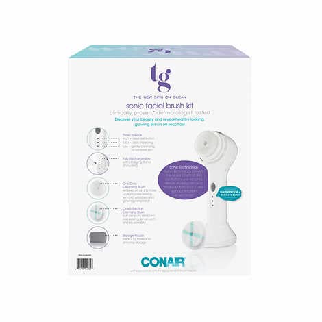Sonic Facial Brush Kit Waterproof Rechargeable with 2 Brush Heads & Storage Pouch