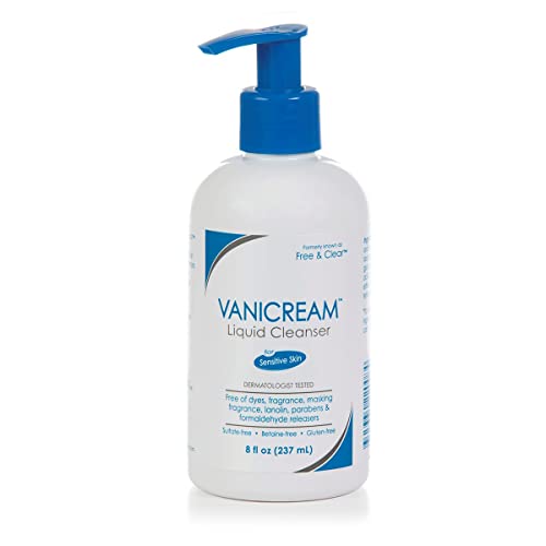 Vanicream Liquid Cleanser - 8 fl oz ? Unscented, Gluten-Free Formula for Sensitive Skin & Gentle Facial Cleanser with Pump Dispenser - 8 fl oz