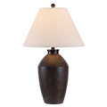 Rustic Farmhouse 30-inch Table Lamp with White Shade - Brown Resin Finish, LED Bulb Included