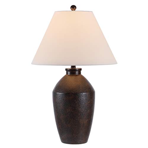 Rustic Farmhouse 30-inch Table Lamp with White Shade - Brown Resin Finish, LED Bulb Included