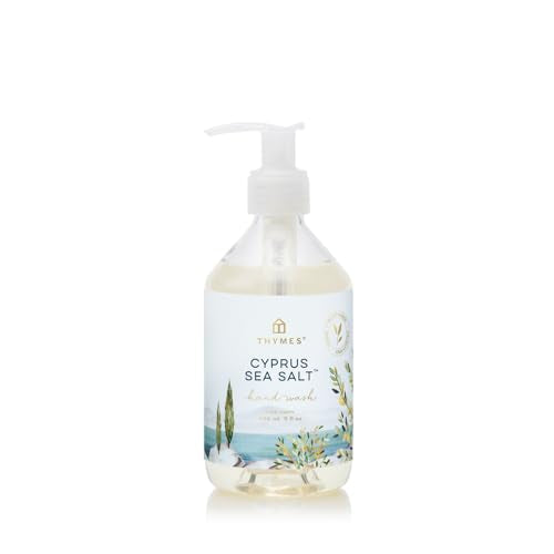 Thymes Hand Wash - Moisturizing Hand Soap Dispenser with Pump - Skin Care - Hydrating Liquid Soap Scented with Notes of Moroccan Rosemary, Sun-Kissed Sage, & Amalfi Lemon (Cyprus Sea Salt, 9 fl oz)
