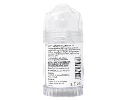 Crystal Essence Unscented Mineral Deodorant Stick Pack of 12 - 24-Hour Odor Protection, Aluminum & Paraben Free