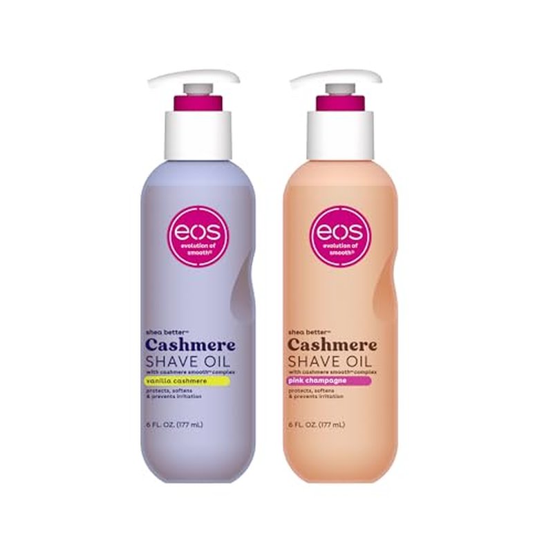 Bundle of eos Cashmere Skin Collection Shave Oil, Vanilla Cashmere + Pink Champagne