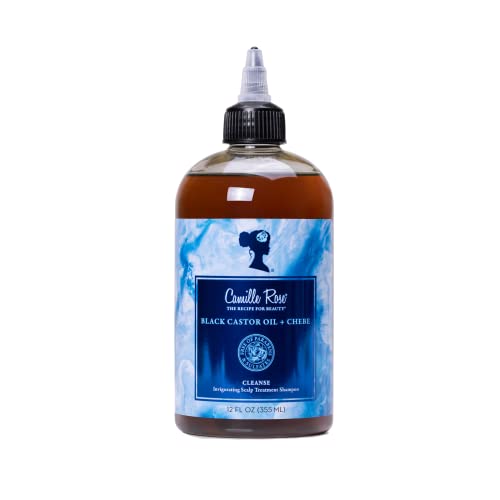 Camille Rose Shampoo, Black Castor Oil + Chebe Cleanse ? Invigorating Scalp Treatment + Frizz Control for Straight, Wavy, Coily & Curly Hair, 12 Fl Oz