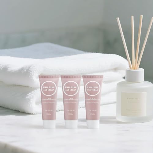 Travel Shampoo & Conditioner Set - 2 in 1, 1 Fl Oz, Pack of 60 - Light Fragrance