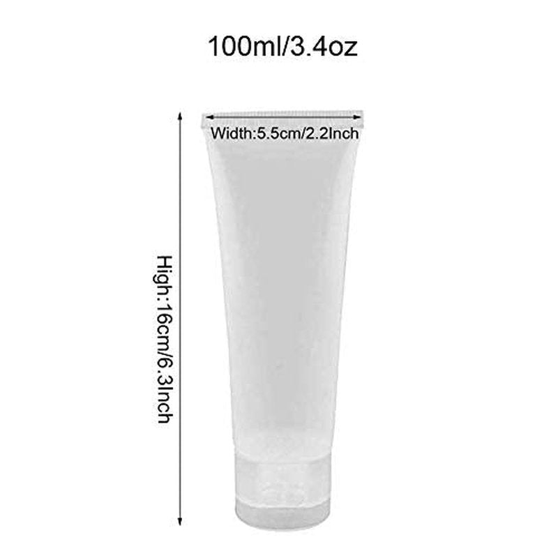 24PCS 100ml/3.4oz Empty Refillable Clear Plastic Squeeze Soft Tubes with Flip Cover Lotion Bottle Travel Sample Packing Cosmetic Makeup Container Storage Vials Jars for Facial Cleaner Toiletries