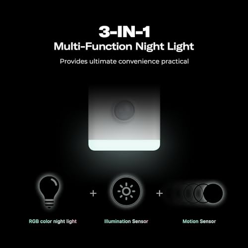 THIRDREALITY 4 Pack Smart Night Lights with Motion & Light Sensors, RGB Color & Dimmable, Zigbee Hub Required